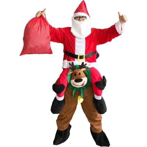 Adult Christmas Santa Claus Costume Ride on Deer Santa Claus Costume Halloween Cosplay Costumes for Women Carnival Purim Costume