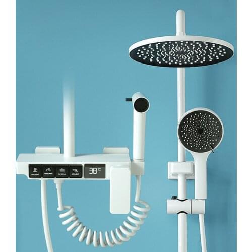 White Thermostatic Digital Display Shower Faucet Rain Shower Faucet Bidet Faucet Spout Faucet Taps