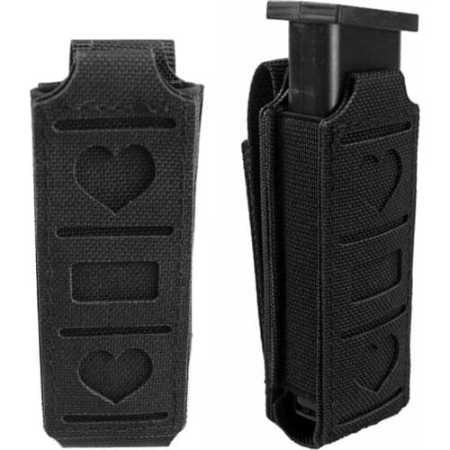 Tactical 9mm Mag Pouch Single Pistol Mag Holster Carrier MOLLE Elastic Top Open Pouch for Glock M1911 9mm .40 Magazines