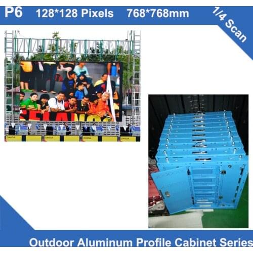 TEEHO led display video outdoor P6 rental,fixed use aluminum profile Cabinet 768mm*768mm 1/4 scan panel led video screen cabinet