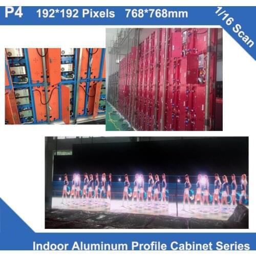 TEEHO P4 indoor aluminum profile Cabinet 768mm*768mm ultra slim 1/16 scan rental or fixed installation led display screen