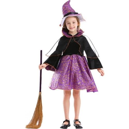 Umorden Child Little Witch Girl Costume Cosplay Birthday Party Dress Disfraces Fantasia Purim Halloween Costumes for Girls Kids