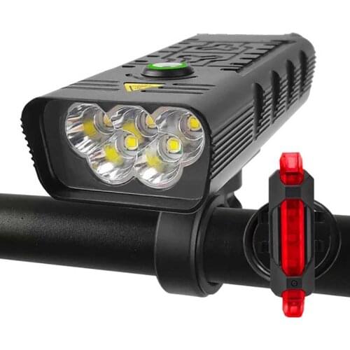 10000MAH 5Leds Bicycle Light Front Light Usb Rechargeable Bike Light Front Headlight Flashlight as Power Bank Bike Accessaries