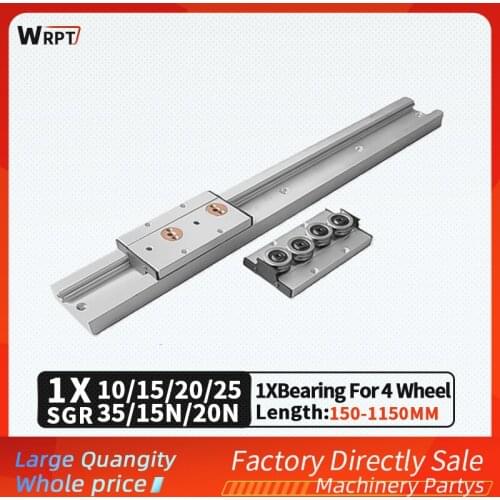 Built-in dual-axis linear guide 1PCSGR + 1PCSGB-4 wheel slide rail guide woodworking slider high precision, L = 150MM - 1150MM