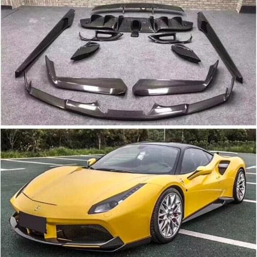 High Quality CARBON FIBER Front Rear Bumper Lip Splitters Spoiler Trunk Diffuser Side Body Skirt Air Vent Fender For Ferrari 488