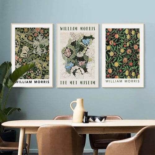 William Morris Museum Exhibition Posters Canvas Painting Gallery Wall Art Prints Vintage Flower Pictures for Living Room Decor