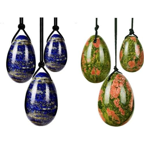 Drilled Lapis Lazuli Yoni Eggs Jade Ball Set Natural Stone Jade Egg Massager Kegel Exercise Vaginal Muscles Tighten Crystal Ball