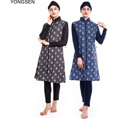 YONGSEN Women Muslim Swimwear Plus size hijab maillot de bain femme Islamic Burkinis Swimming Long Sleeve muslim swimsuit