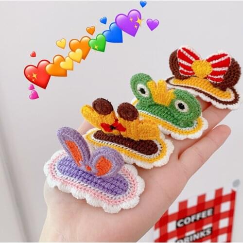 Japanese Cute Animal Hairpin Cartoon Giraffe Frog Rabbit Ears Wool Hair Clip for Women Kids Girl Hairdress Hendband