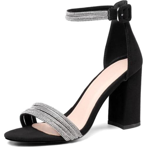 2021 Summer Sandals Chunky heels Apricot Black Fashion Ladylike Temperament Party shoes Elegant Women shoes Big size 33-45