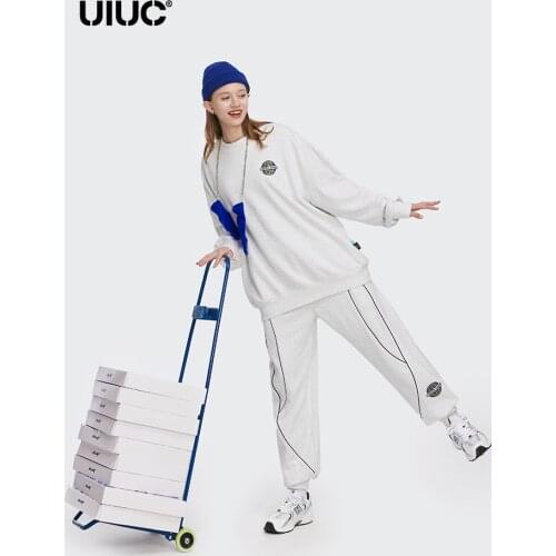 SODAWATER Woman Tracksuit 2021 Spring Style Loose Reflective Hip Hop Sweatshirt Set Women Sweatshirt And Sweatpant Two Piece Set