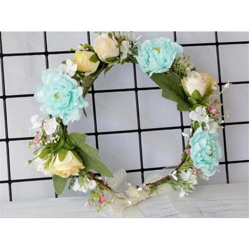 Women Wedding Flower Crown Wreath Bohemia Handmade Floral Headband Hair Accessories Bride Headdress B1400