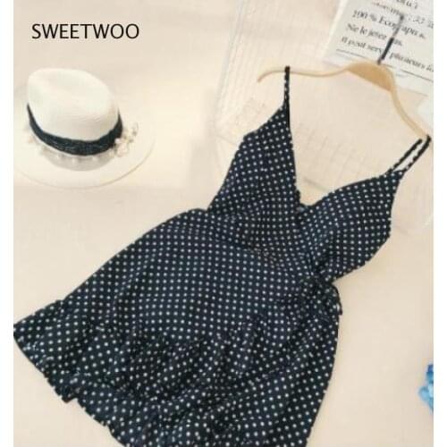 Summer Elegant Womans Dress Sleeveless Retro Sexy V-Neck Suspender Frill Mini Skirt Banquet Beach Dress Shirt