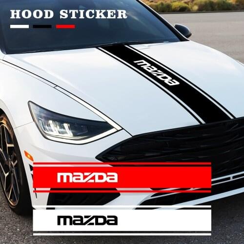 1 Set 140*23cm 3 Colors Car Hood Cover Decal Engine Cover Sticker For MAZDA 3 BK BL 5 CR CW 6 II GH CX-7 ER MX-5 NC III 23 MT