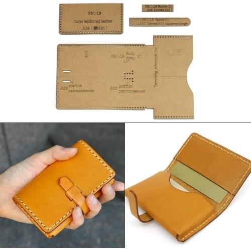1Set DIY Kraft Paper Template New Fashion Business Card Holder Leather Craft Pattern DIY Stencil Sewing Pattern 10cm*7cm
