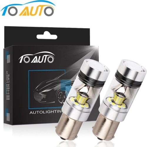 2pcs 1156 BA15S P21W LED Car 1500LM Bulb Back Up Trun Signal Reverse Lights Tail Lights 6000K White 12V Auto Lamp