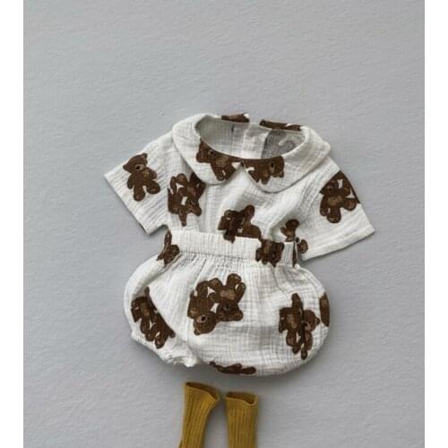 2021 New boys girls 3 pcs set printed shirt + shorts+ hat cotton summer soft fashion babys suits