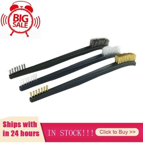 3pcs Mini Wire Brush Set Steel Brass Nylon Cleaning Polishing Detail Metal Rust Brush Kitchen Supplies Toilet Brush Gadgets Tool