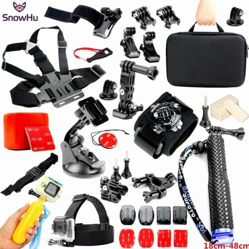 SnowHu For Gopro Accessories Set Helmet Harness Chest Mount Strap For Go pro Hero 9 8 7 6 For Yi 4K Eken action camera GS25