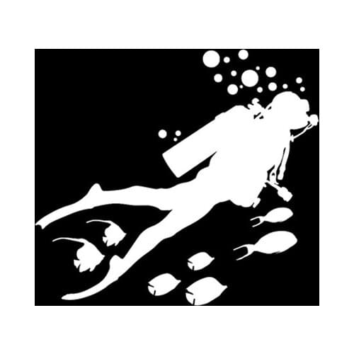 16.7*15CM One Diving Man And Fish Car Sticker Vinyl Car Styling Decal Accessories Decoration Black/Silver