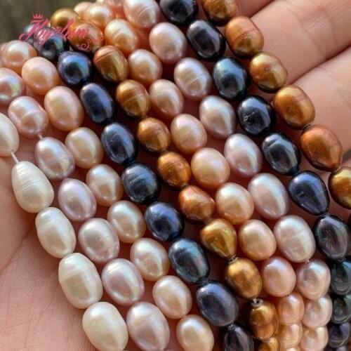 7-8mm Oval Freshwater Pearl Cultured Loose Natural Stone Beads For DIY Necklace Bracelets Earring Jewelry Making Strand 15"