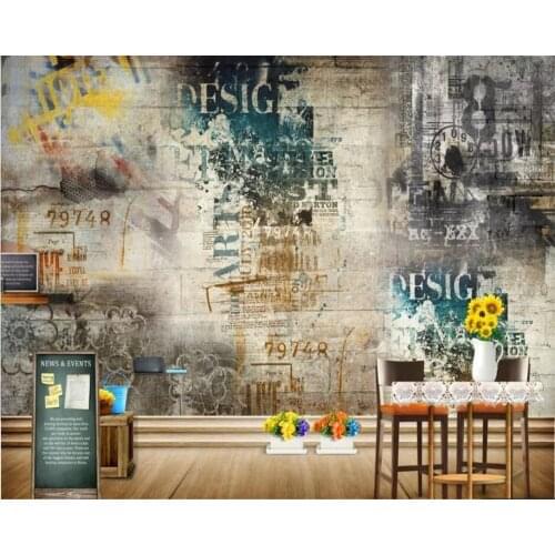 Wellyu Custom large 3d mural retro nostalgic graffiti background mural modern abstract living room background wall 3d wallpaper
