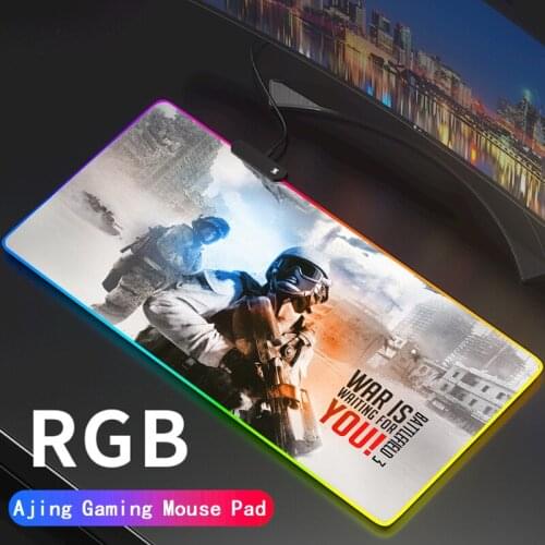 Anime Battlefield Large Computer Keyboard Mat Rgb Oversized Led Glowing Mouse Pad Gaming Luminous Mousepad USB for PC Game