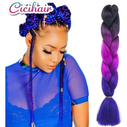 CICIHAIR 10packs 24"Jumbo Braids Hair Synthetic Braiding Hair Ombre Braiding Hair Extensions Black Brown Blonde Pink Blue Red