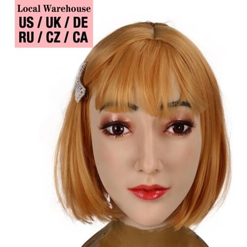 U-CHAMRMMORE Realistic Silicone Head Masks Rachel Props for Crossdresser Transvestite Halloween Cosplay Male to Female Shemale