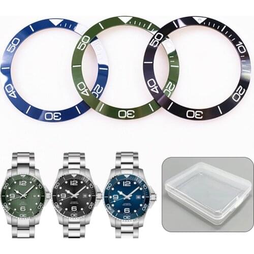 38.7mm Ceramic Bezel Luminous Insert 41mm Dial for Longines Conquest L3 Watch Face Black Blue Green Watch Replace Accessories