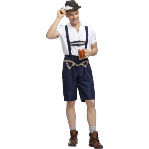 Adult Male Fashion Germany Oktoberfest Lederhosen Costume Bavarian Traditional Festival Beer Men Costume