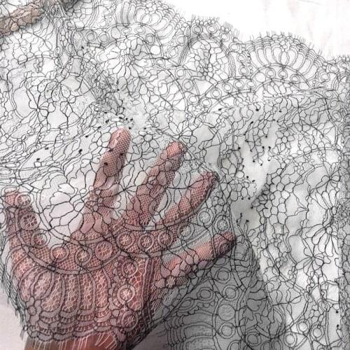 3Meters Eyelash Lace Fabric,White Black Net Yarn Eyelashes Lace Trim Clothing Skirt Lace Fabric Clothing Embroidery Decoration