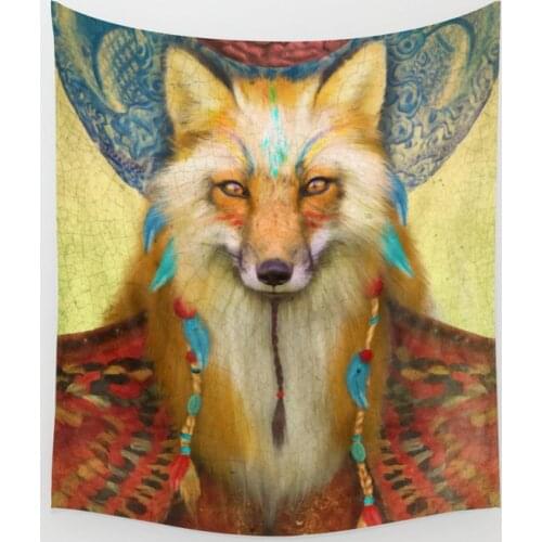 Wise Fox Tapestry Wall Hanging Beach Throw Rug Blanket Camping Tent Travel Sleeping Pad Tapestry