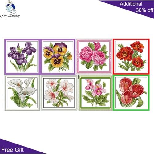 Joy Sunday The Flower Of Happiness H448 H449 H450 H451 H452 H453 H454 H455 14CT 11CT Home Decor Flowers Cross Stitch kits