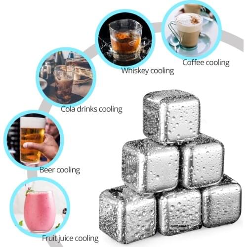 Reusable Ice Cubes Set Stainless Steel Cooling Cube Beer Cooler Chilling Rock Whisky Wine Champagne Vodka Party Bar Utensils