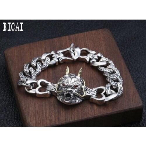 Real s925 sterling silver fashion Thai silver creative rattan flower jewelry hipster personality retro dragon roar nine days men