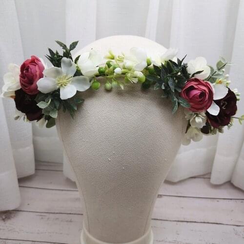Bride Flowers Crown Festival Headband Women Hair Accessories Headdress Bridesmaid Girl Floral Garland Wedding Floral Headwear
