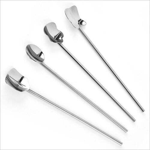 Wholesale 400pcs Fashion Bar Hotel Supplies Multifunctional Stainless steel Spoon Drinking Straw Stirring Rod