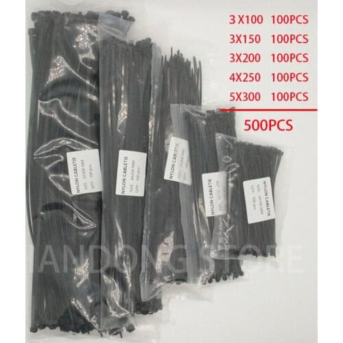 Wholesale Nylon Cable Ties 500pcs 3x100 3x150 3x200 4x250 5x300mm Black White Self Locking cable Wire Zip Ties