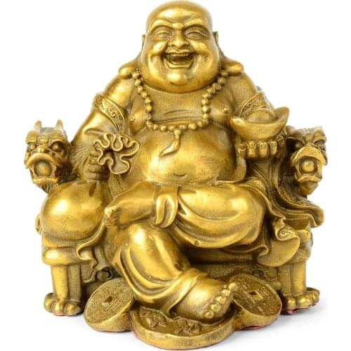 Opening light Maitreya copper Buddha Decoration living room decor study figure of Buddha wealth riches fortune statuette crafts