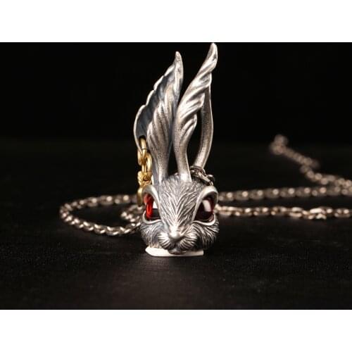 Cute Rabbit Necklace Fashion Personality Mens and Womens Cool Necklace Punk Gothic Rock Party Hip Hop Jewelry Accessories