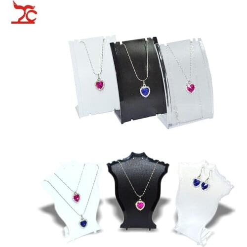 Mini Plastic Black White Clear Pendant Jewelry Display Rack Pendant Earring Holder Neck Bust Stand Stud Necklace Display Stand