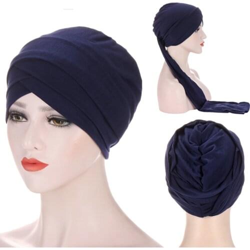 2020 new stretchy cotton turban hijab caps for women forehead cross arab head wraps female headscarf bonnet turban musulman