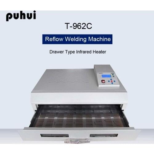 PUHUI T-962C Reflow Oven Drawer Type Reflow Welding Machine Infrared IC Heater Soldering Station BGA Rework Station 400x600mm