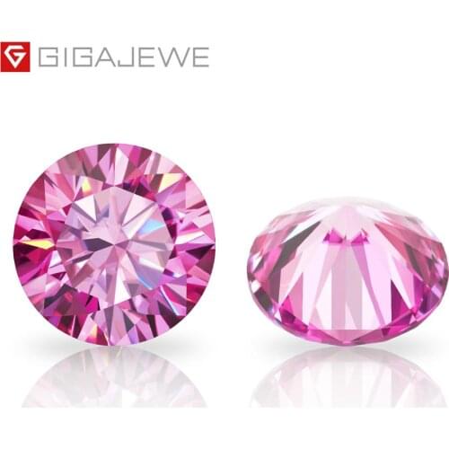GIGAJEWE Rare Red Pink Color 1-3ct 6.5-9mm VVS1 Round Moissanite Diamond Test Passed With Certificate Lab Gem For Jewelry Making