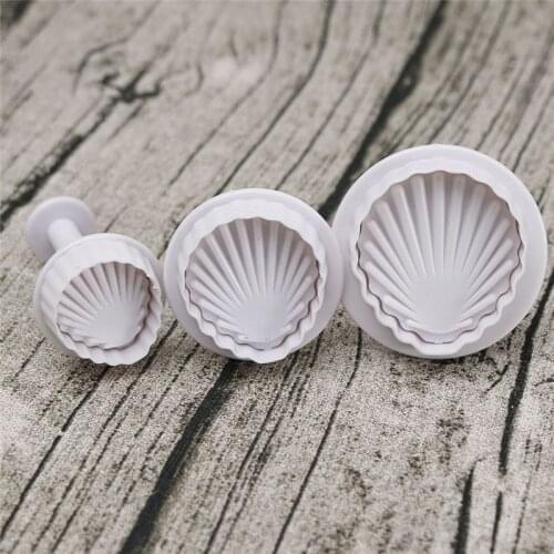 Christmas Baking Shell Shape Spring Cake Tools Cookie Plastic Plunger Cutters DIY Paste Sugar Press Molds Cake Decorating Tool
