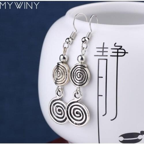 Stage performance DIY vintage Tibetan style wheel dangle earrings ,New Chinese wind old fashioned jewelry