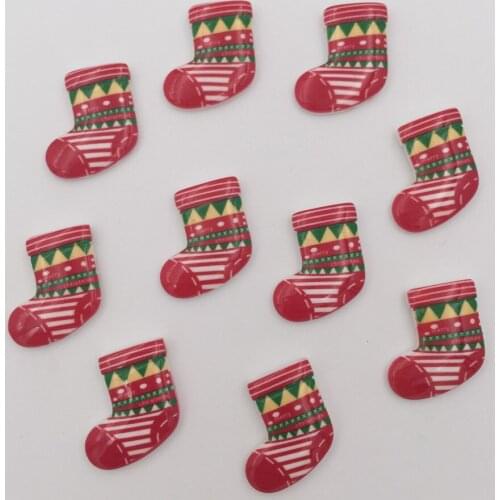 Resin Lovely Mix Colorful Mini Christmas Flower Boots Flatback Cabochon Stone 20PCS Scrapbook DIY Decor Home Figurine Crafts