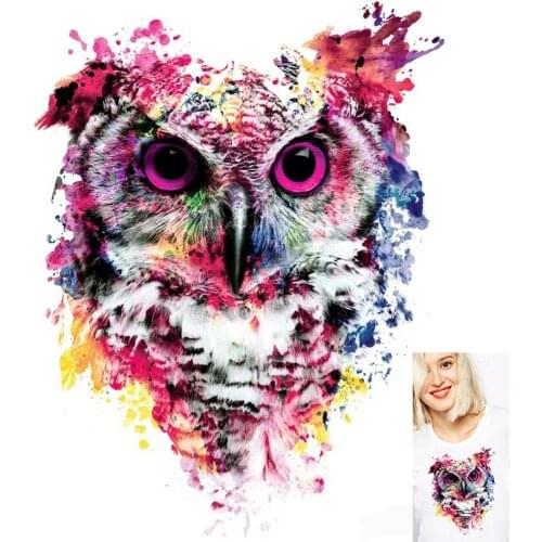 Owl Iron-On Transfers Punk Heat Transfers PVC Patch For Clothes DIY Thermal Transfer Hot Vinyl Iron Stickers Apparel Accessory