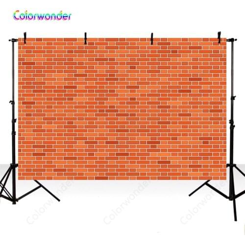Colorwonder Vinyl Photography Background Orange and Red Brick Vintage Wall 7x5ft Seamless Backdrop for Photo Booth Studio Prop